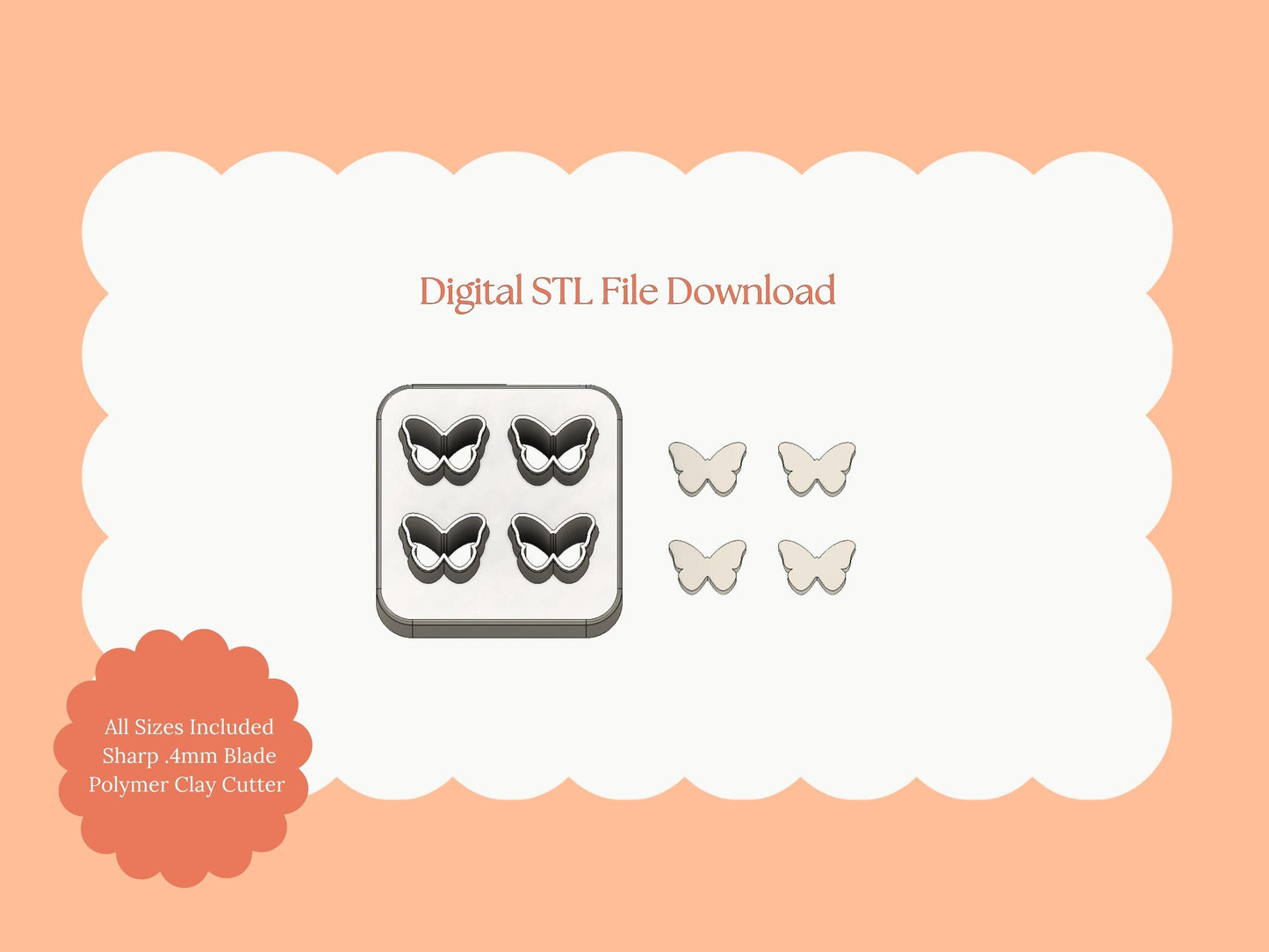 Butterfly Micro Cluster Clay Cutter | Butterfly Cluster STL File for Polymer Clay Earrings and Fairy Jewelry