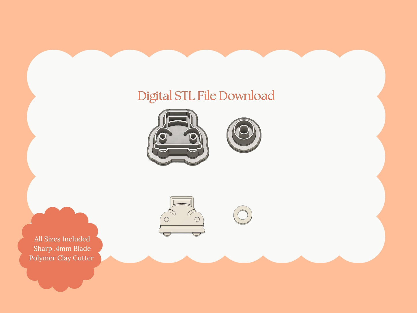 Vintage Truck Stud Clay Cutter | Vintage Truck Stud STL File for Polymer Clay Earrings and Nostalgic Jewelry