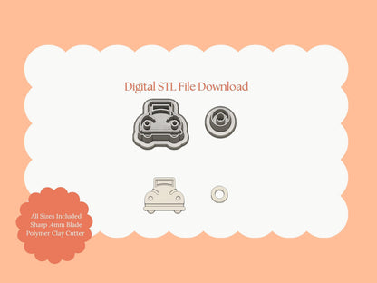 Vintage Truck Stud Clay Cutter | Vintage Truck Stud STL File for Polymer Clay Earrings and Nostalgic Jewelry