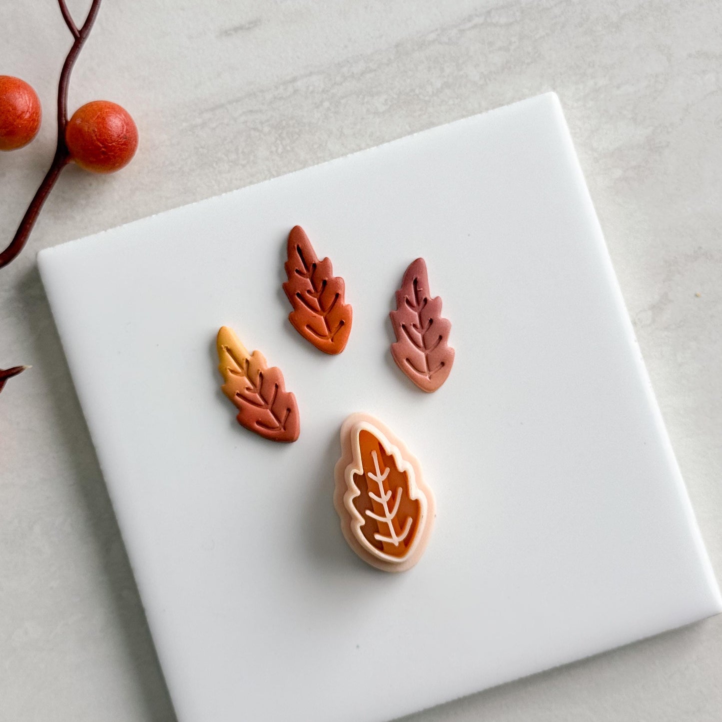 2025 Autumn Leaf No. 2 | Cozy Fall Embossed Polymer Clay Tools for Autumn Earrings & Crafts