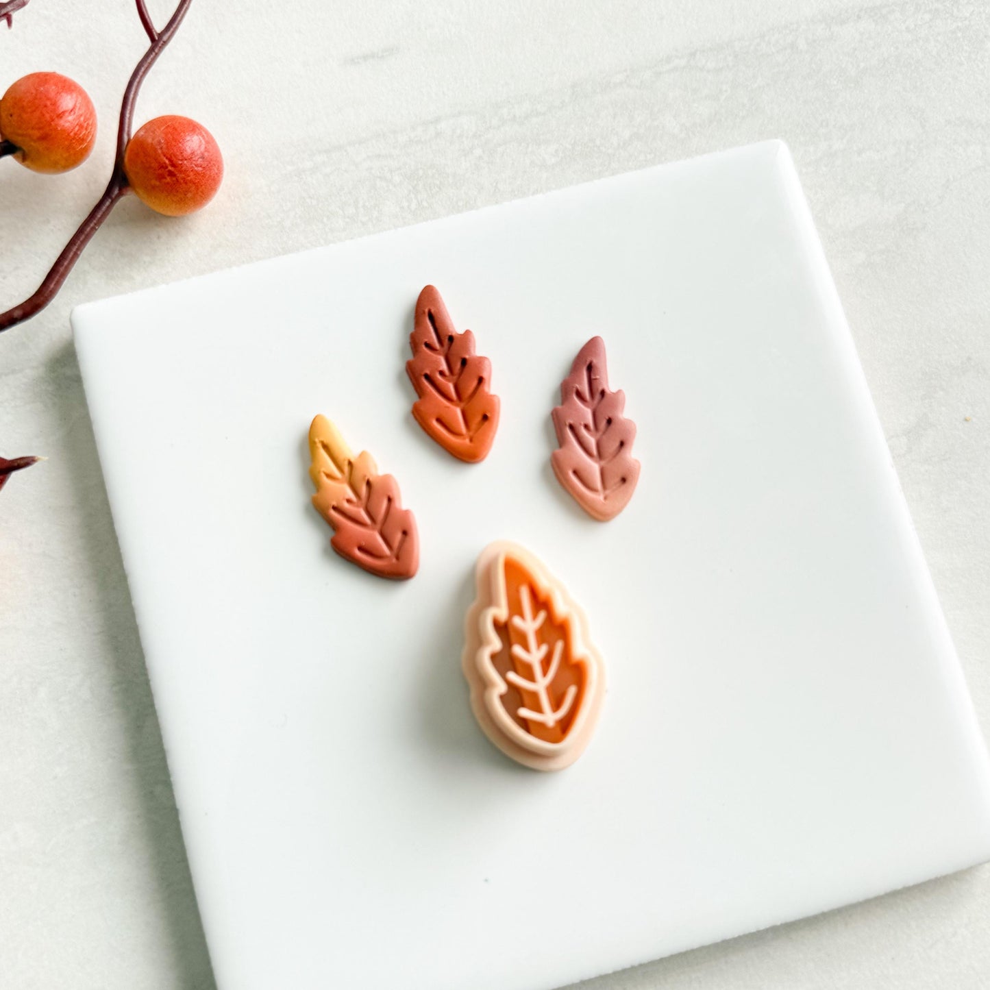 2025 Autumn Leaf No. 2 | Cozy Fall Embossed Polymer Clay Tools for Autumn Earrings & Crafts