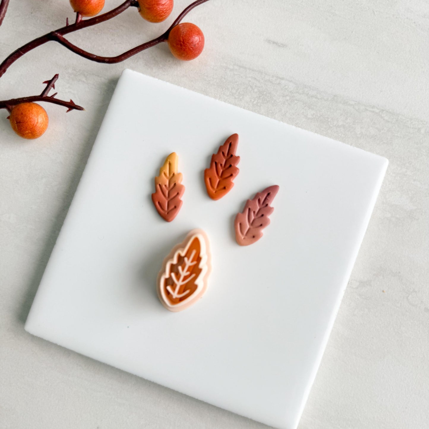 2025 Autumn Leaf No. 2 | Cozy Fall Embossed Polymer Clay Tools for Autumn Earrings & Crafts