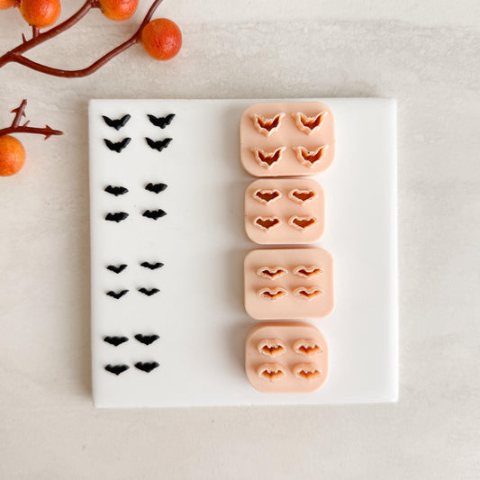 2025 Bat Micro Cluster (Set of 4 | Cozy Spooky Halloween Fall Embossed Polymer Clay Tools for Autumn Earrings & Crafts