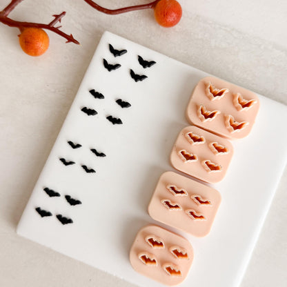 2025 Bat Micro Cluster (Set of 4 | Cozy Spooky Halloween Fall Embossed Polymer Clay Tools for Autumn Earrings & Crafts