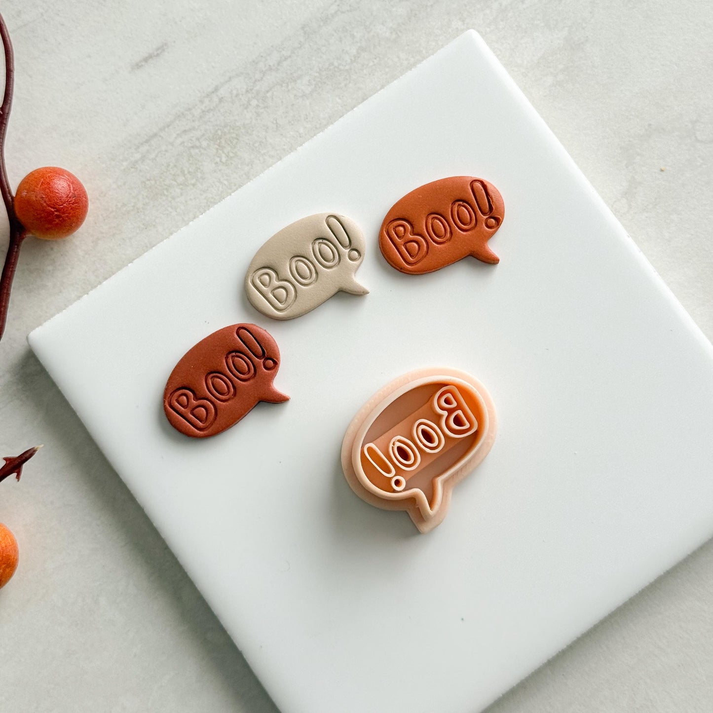 2025 Boo Conversation No. 2 | Boo Conversation Bubble Halloween Fall Embossed Polymer Clay Tools for Autumn Earrings & Crafts