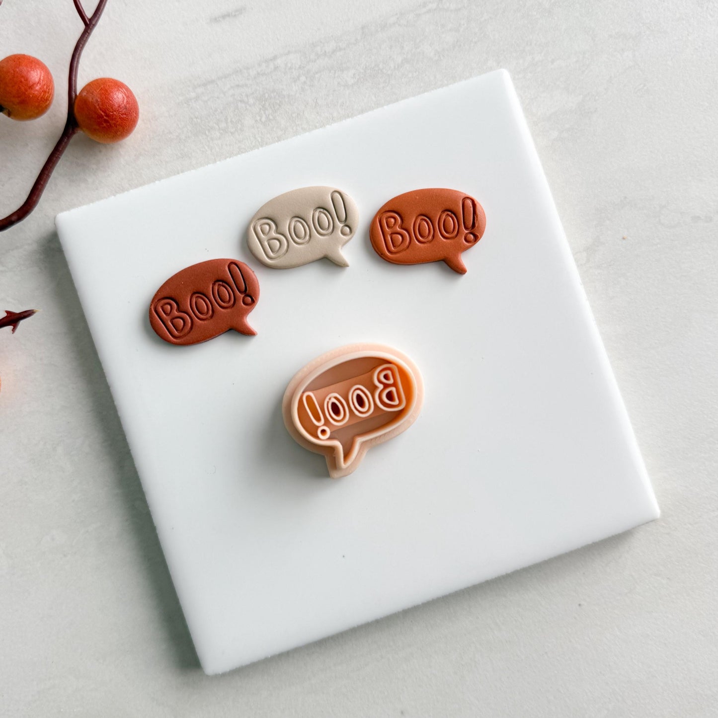 2025 Boo Conversation No. 2 | Boo Conversation Bubble Halloween Fall Embossed Polymer Clay Tools for Autumn Earrings & Crafts