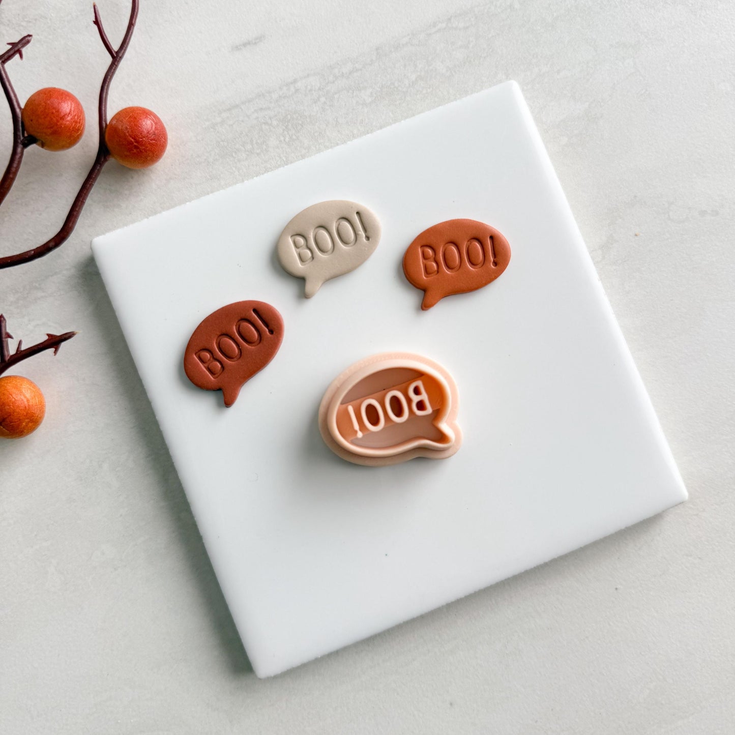 2025 Boo Conversation | Boo Conversation Bubble Halloween Fall Embossed Polymer Clay Tools for Autumn Earrings & Crafts