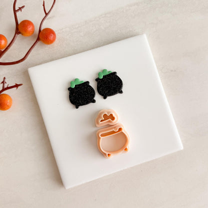 2025 Cauldron No. 1 | Cauldron Shape Spooky Halloween Fall Embossed Polymer Clay Tools for Autumn Earrings & Crafts