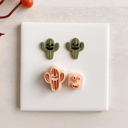 2025 Cactus Jack O Lantern | Cozy Spooky Western Fall Embossed Polymer Clay Tools for Autumn Earrings & Crafts