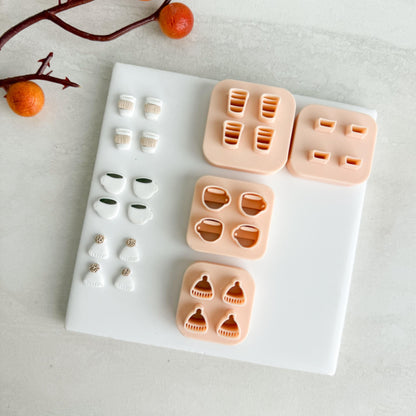 2025 Cafe Micro Cluster | Embossed Coffee Mug Cozy Fall Embossed Polymer Clay Tools for Autumn Earrings & Crafts