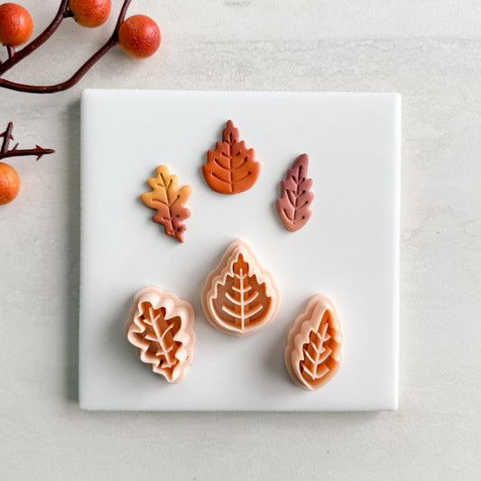 2025 Fall Leaf Trio | Cozy Fall Embossed Polymer Clay Tools for Autumn Earrings & Crafts