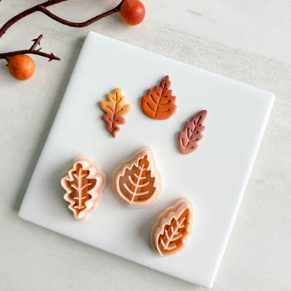 2025 Fall Leaf Trio | Cozy Fall Embossed Polymer Clay Tools for Autumn Earrings & Crafts