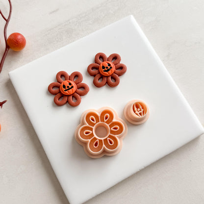 2025 Floral Pumpkin Clay Cutter | Jack-o’-Lantern Floral Cutout Polymer Clay Cutter for Fall Earrings and Halloween Crafts