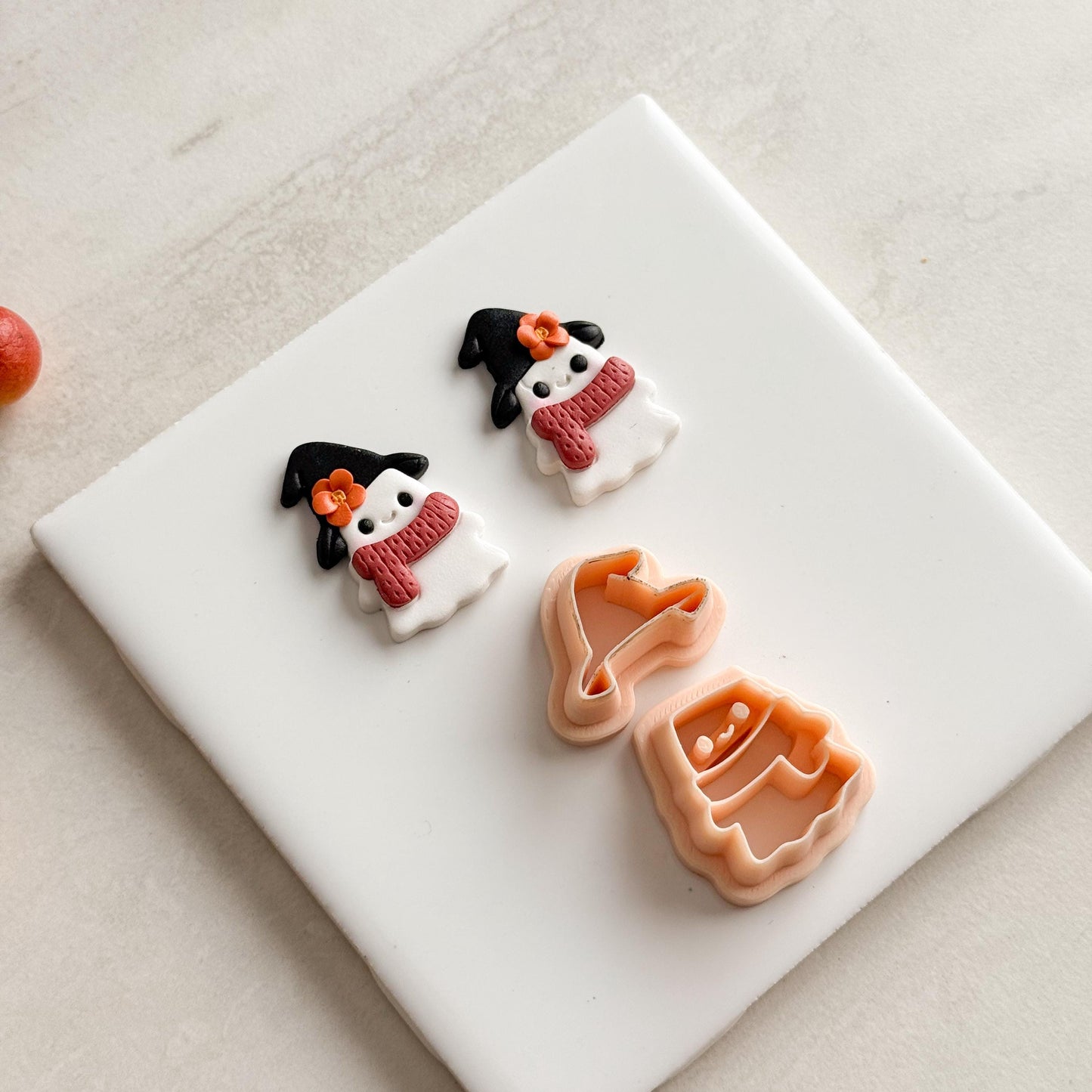 2025 Ghost Wizard | Halloween Ghost Polymer Clay Cutter with Hat for Magical Fall Earrings and Crafts