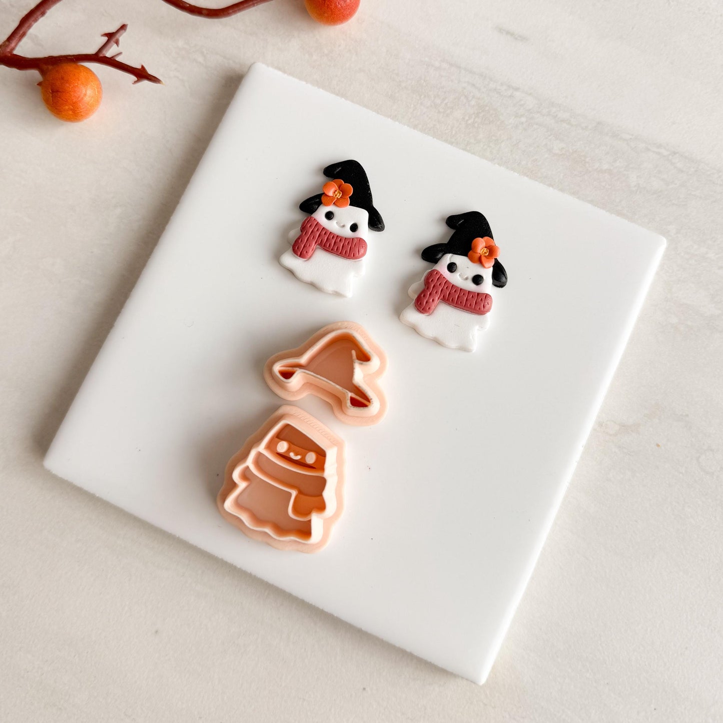 2025 Ghost Wizard | Halloween Ghost Polymer Clay Cutter with Hat for Magical Fall Earrings and Crafts