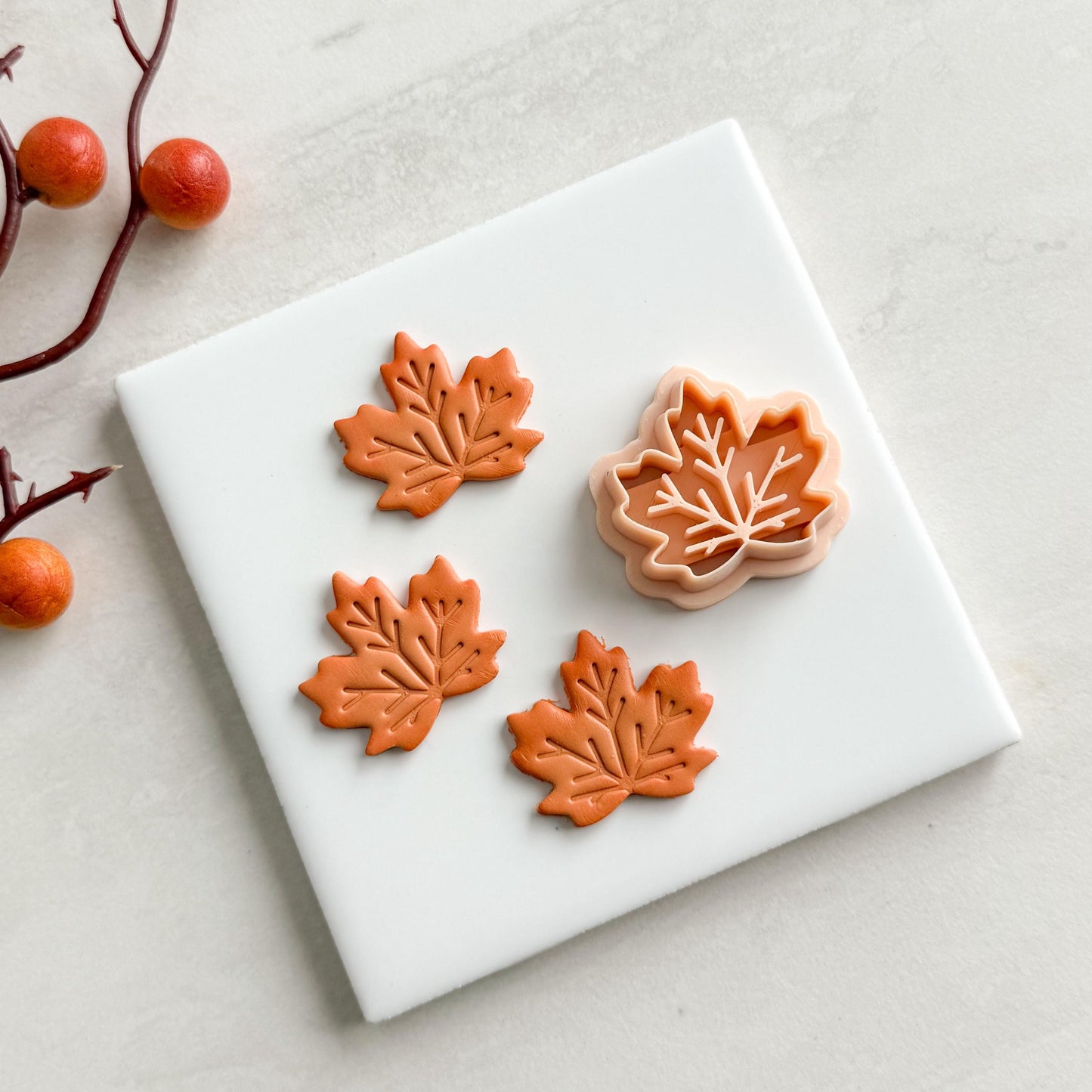 2025 Maple Leaf Clay Cutter No. 4 | Embossed Fall Leaf Polymer Clay Cutter for Autumn Earrings and Cozy Crafts