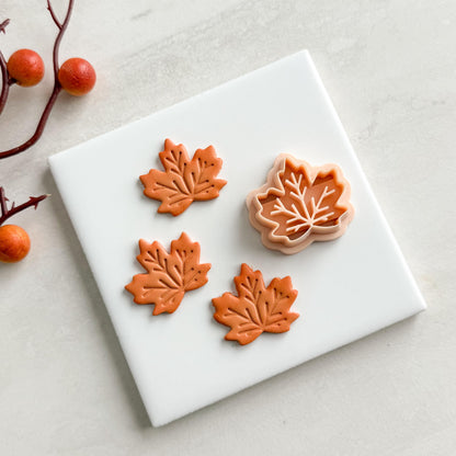 2025 Maple Leaf Clay Cutter No. 4 | Embossed Fall Leaf Polymer Clay Cutter for Autumn Earrings and Cozy Crafts