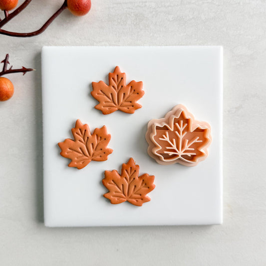 2025 Maple Leaf Clay Cutter No. 4 | Embossed Fall Leaf Polymer Clay Cutter for Autumn Earrings and Cozy Crafts