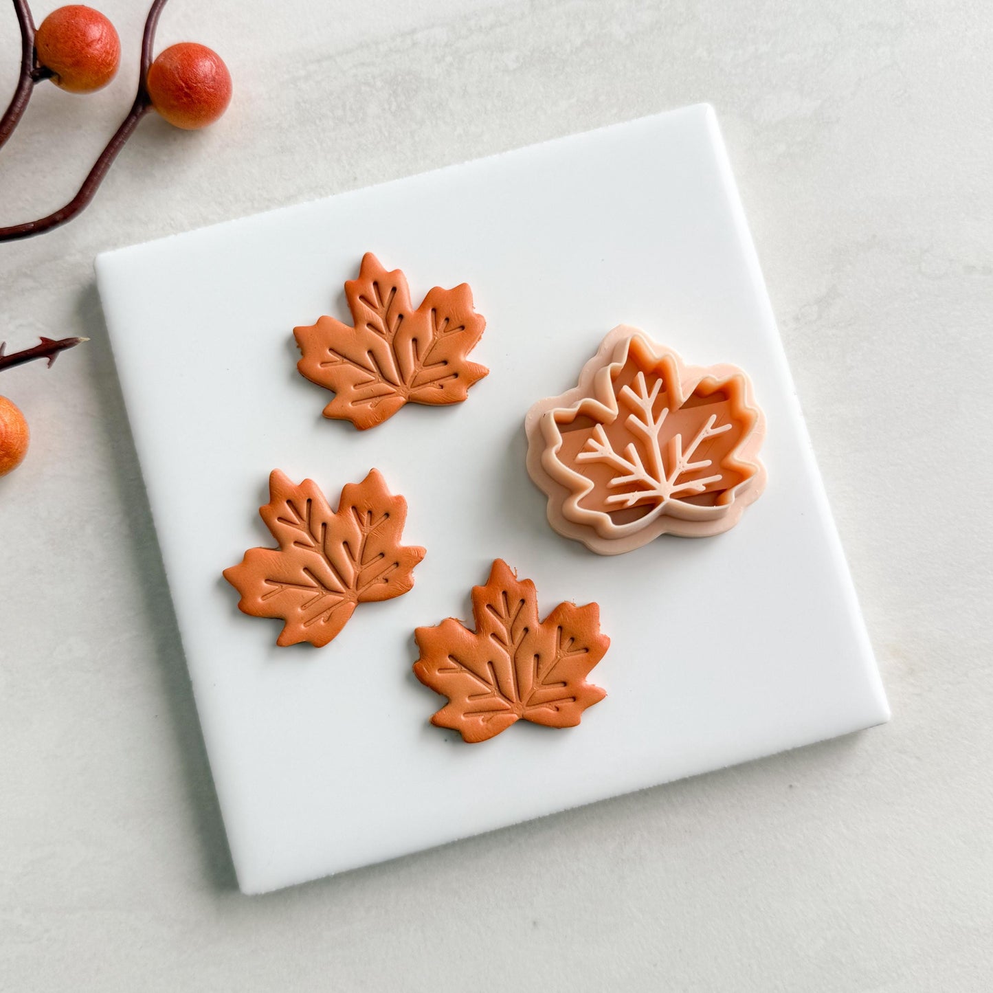 2025 Maple Leaf Clay Cutter No. 4 | Embossed Fall Leaf Polymer Clay Cutter for Autumn Earrings and Cozy Crafts