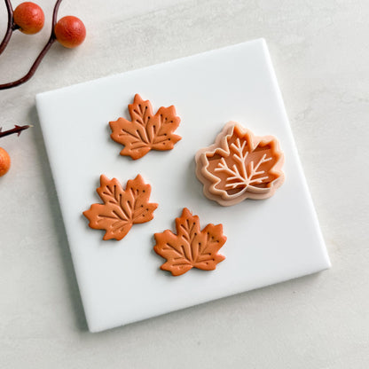 2025 Maple Leaf Clay Cutter No. 4 | Embossed Fall Leaf Polymer Clay Cutter for Autumn Earrings and Cozy Crafts