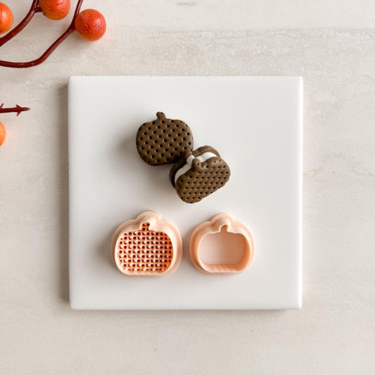 2025 Pumpkin Ice Cream Sandwich | Fall Pumpkin Dessert Polymer Clay Cutter for Autumn Earrings and Cozy Crafts