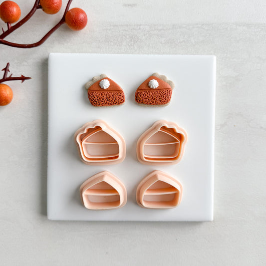 2025 Pumpkin Pie Stud Clay Cutter | Fall Dessert Polymer Clay Cutter for Thanksgiving Earrings and Cozy Crafts