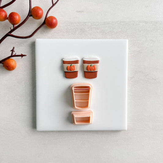 2025 To Go Coffee Cup |  Embossed Coffee To Go Cozy Fall Embossed Polymer Clay Tools for Autumn Earrings Fall Theme