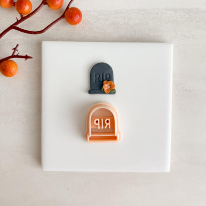 2025 Tombstone No. 3 Clay Cutter | Spooky Halloween Gravestone Polymer Clay Cutter for Fall Earrings and Crafts