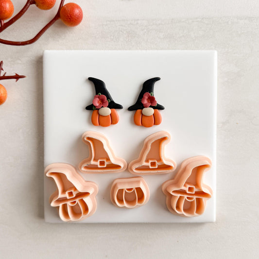 2025 Witch Pumpkin Gnome Clay Cutter | Halloween Gnome Polymer Clay Cutter for Cozy Fall Earrings and Cute Crafts