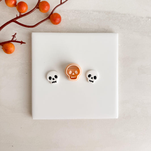 2025 Skull No. 3 Clay Cutter | Classic Halloween Skull Polymer Clay Cutter for Spooky Earrings and Fall Crafts