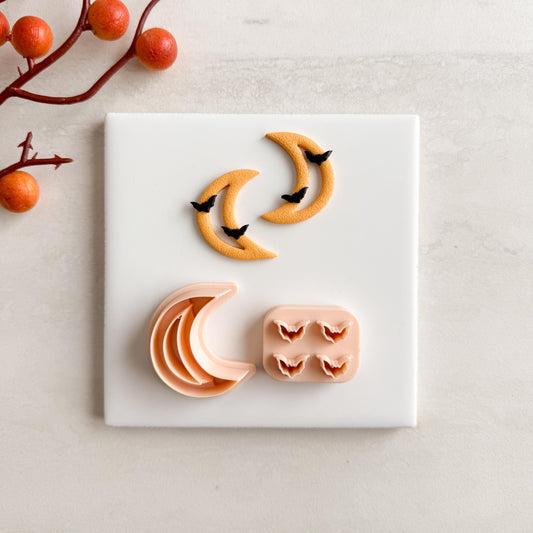 Crescent Moon Cutout Clay Cutter | Boho Moon Cutout Halloween Fall Polymer Clay Cutter for Earrings