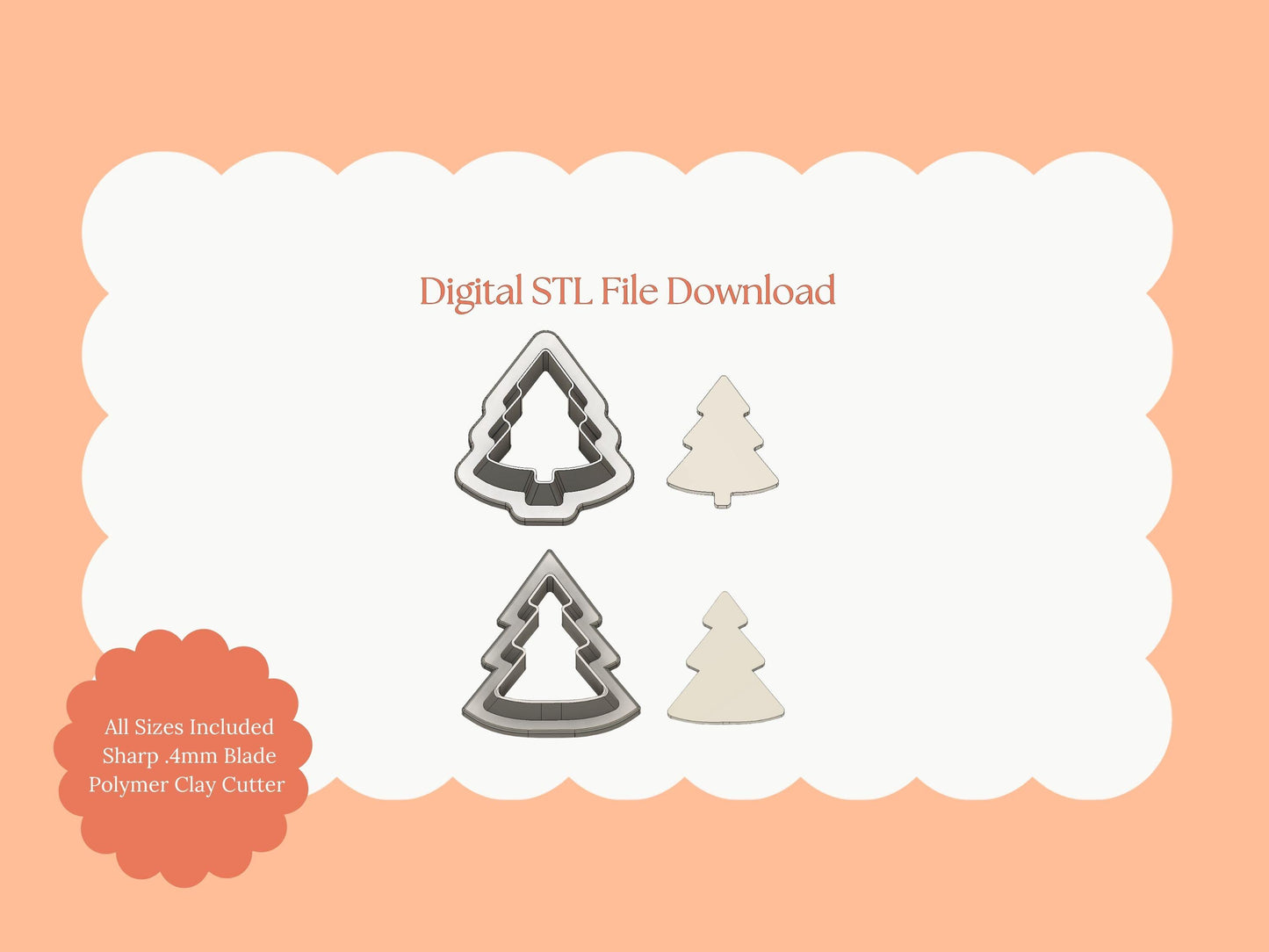 Sugar Cookie Tree Clay Cutter | STL File Download Christmas Tree Cookie Polymer Clay Cutter for DIY Festive Earrings and Baking Crafts