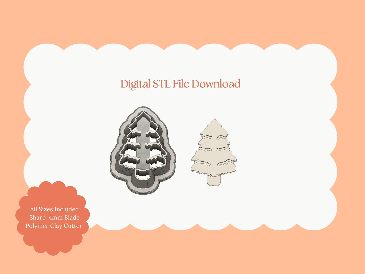 Rustic Tree Clay Cutter | Rustic Tree STL File – Digital Nature Christmas Earrings Clay Cutter