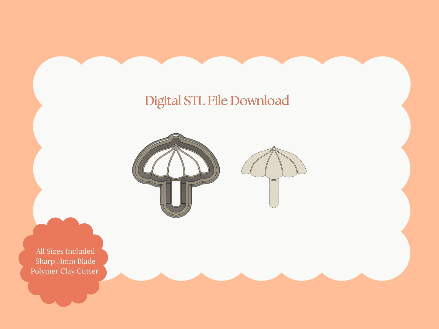 Beach Umbrella Sunbrella Clay Cutter | Beach Umbrella STL File – Summer Digital Cutter for Vacation Earrings