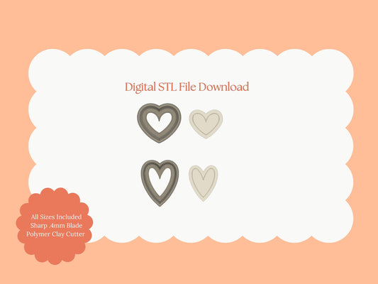 Embossed Heart Set No. 2 Clay Shape | Embossed Heart Set No. 2 STL File – Digital Valentine Cutter for Romantic Earrings & Love Clay Crafts
