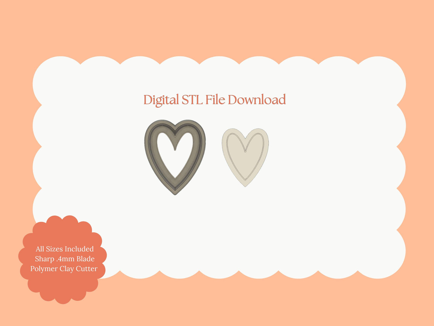Valentine Heart Emboss No. 6 Clay Cutter | Valentine Heart Emboss STL File Download for Valentine's Earrings and Jewelry