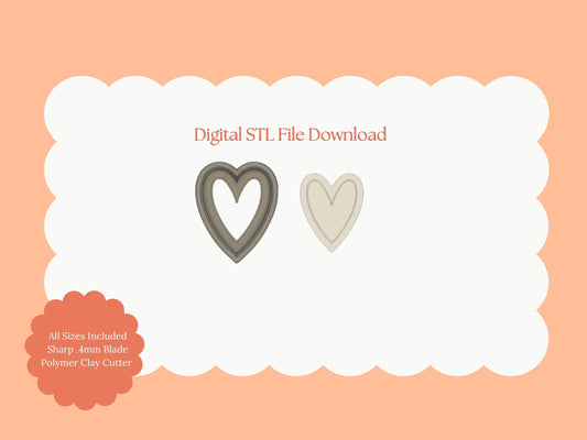 Valentine Heart Emboss No. 6 Clay Cutter | Valentine Heart Emboss STL File Download for Valentine's Earrings and Jewelry