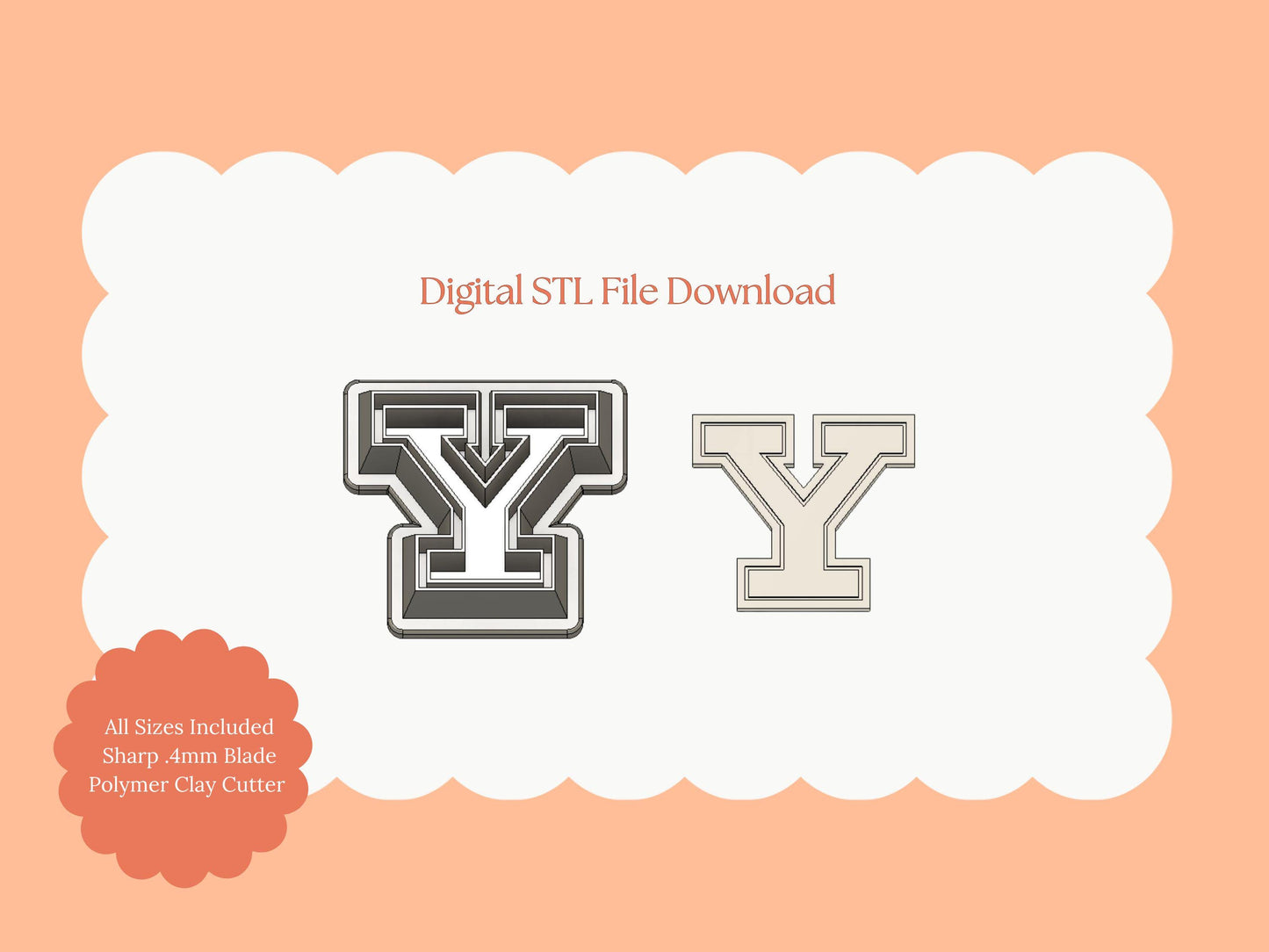 Yale Letter Gilmore Girl Clay Cutter | Yale Letter STL File for Polymer Clay Earrings and Nostalgic College Jewelry