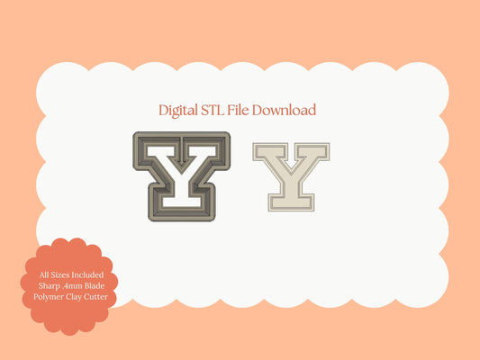 Yale Letter Gilmore Girl Clay Cutter | Yale Letter STL File for Polymer Clay Earrings and Nostalgic College Jewelry