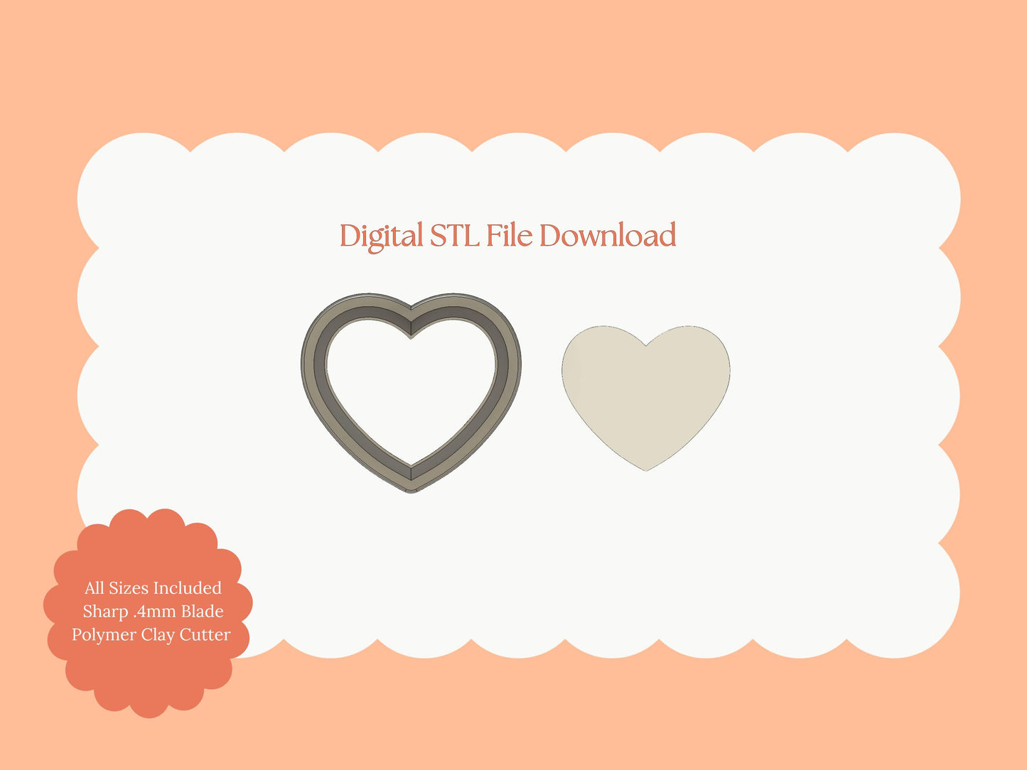 Valentine Heart No. 7 Clay Cutter | Valentine Heart STL File Download for DIY Heart Earrings and Love-Themed Crafts
