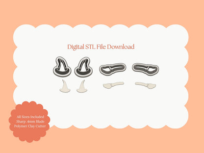 Witch Broom and Hat Set Clay Cutter | Witch Set STL File – Digital Halloween Cutter for Spooky Earrings & Haunted Crafts