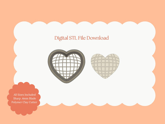 Valentine Heart Disco Ball Clay Cutter | Valentine Disco Ball Digital STL File for Retro Earrings and Party Jewelry