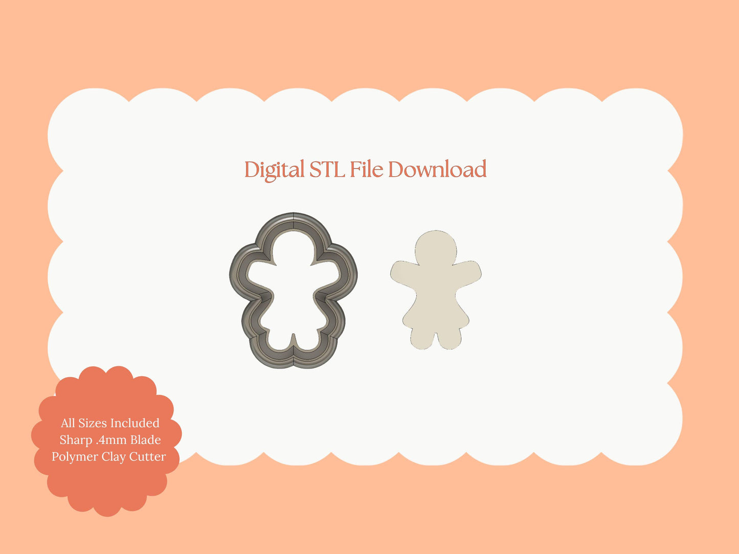 Gingerbread Woman Clay Cutter | Gingerbread Woman STL File for Christmas Polymer Clay Earrings and Baking Crafts