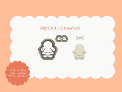 Gingerbread Woman No. 4 Clay Cutter | Gingerbread Woman STL File for Christmas Polymer Clay Earrings and Baking Crafts