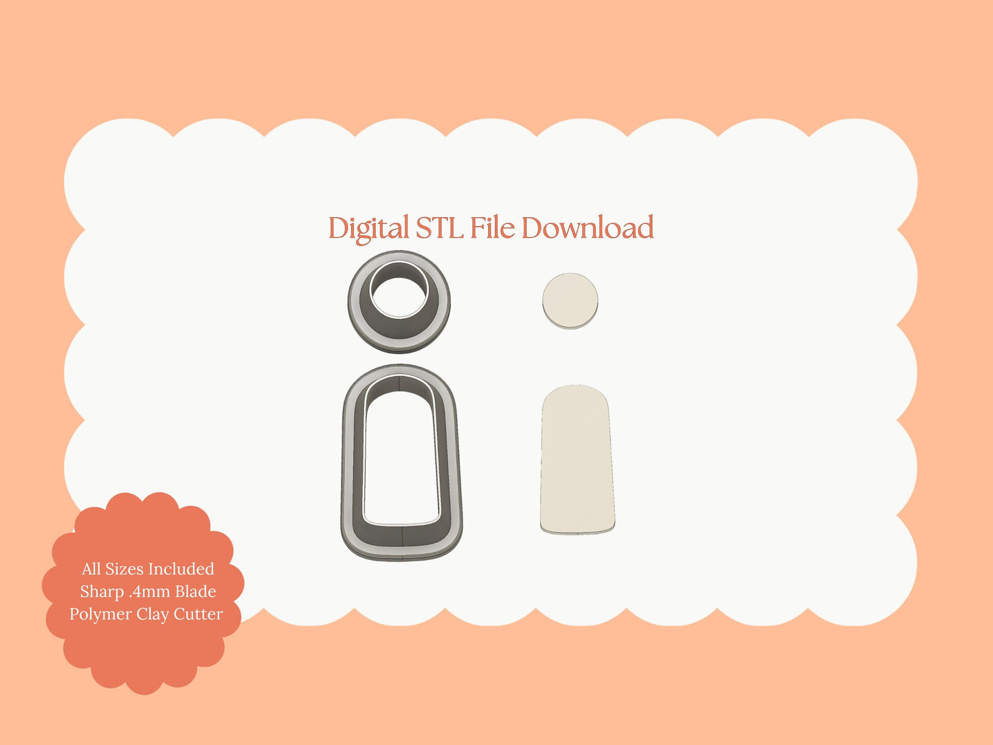 Rounded Arch Dangle No. 2 Clay Cutters | Rounded Arch Dangle STL File – Digital Minimalist Cutter Set for Chic Earrings & Modern Clay Crafts