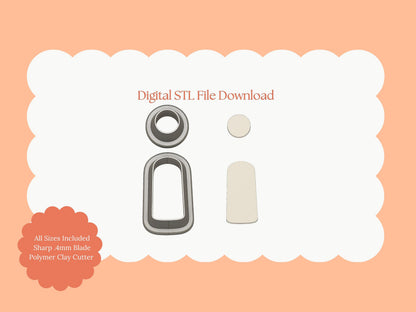 Rounded Arch Dangle No. 2 Clay Cutters | Rounded Arch Dangle STL File – Digital Minimalist Cutter Set for Chic Earrings & Modern Clay Crafts