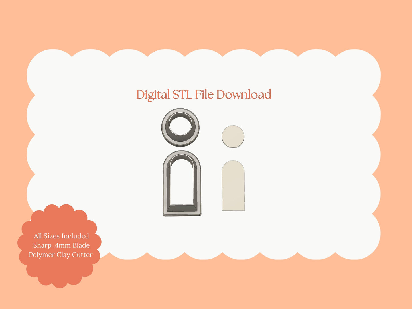 Rounded Arch Dangle No. 1 Clay Cutters | Rounded Arch Dangle STL File – Digital Minimalist Cutter Set for Chic Earrings & Modern Clay Crafts