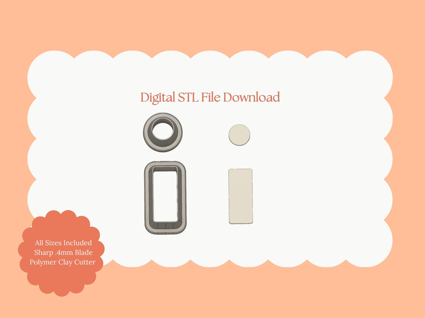 Rounded Rectangle Dangle Clay Cutter | Rounded Rectangle STL File – Digital Geometric Cutter for Modern Earrings