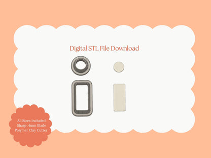 Rounded Rectangle Dangle Clay Cutter | Rounded Rectangle STL File – Digital Geometric Cutter for Modern Earrings