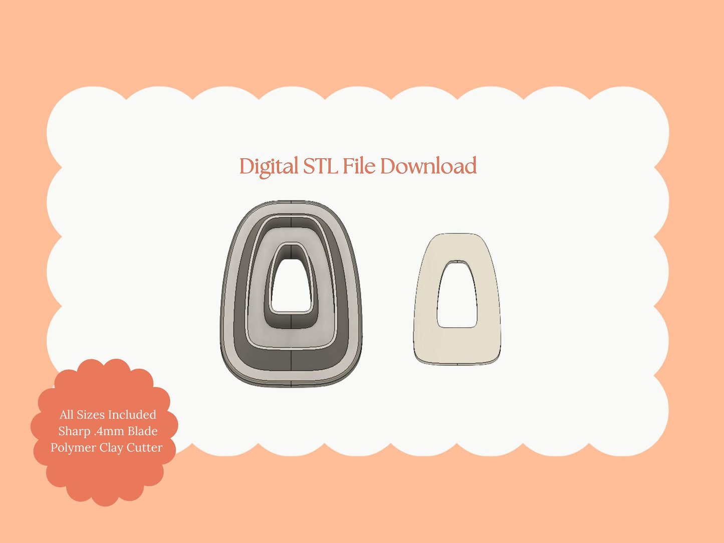 Donut Rounded Rectangle Clay Cutter | Donut Rectangle STL File for Polymer Clay Earrings and Unique Jewelry